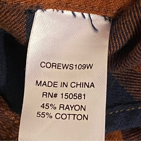 Flag & Anthem Women’s Pearl Snap Shirt XXL Plaid Rust/ Blue Pocket - Picture 8 of 11